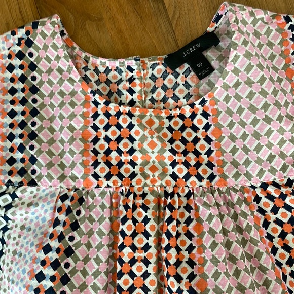 Breezy cotton blouse, great pattern, J. crew. Sz 00 - Picture 2 of 7
